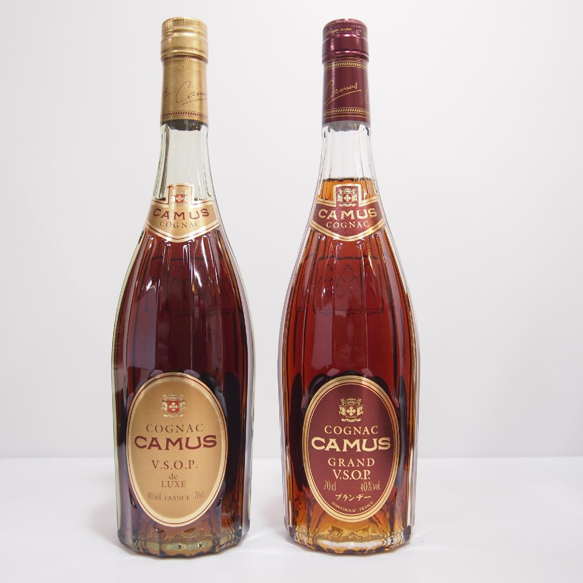 L34719L34951mB3　 2本セット CAMUS VSOP de LUXE GRAND カミュ デラックス グランド グリーン クリア コニャック 700ml 40% 古酒 未開栓
