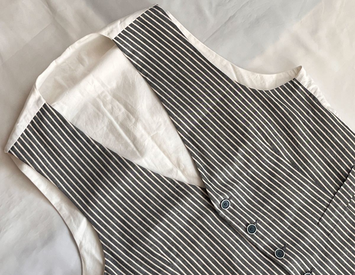 LARDINI 近年モデル ラルディーニ サイズ 48 M～L ジレ ベスト 最高級 ネイビーホワイト系 コットン100% イタリア製