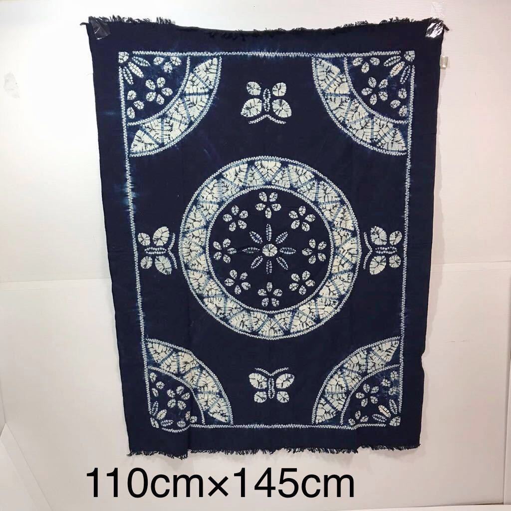 ハンドメイド 刺し子 久留米絣 暖簾 一点物 3幅 ハンドメイド 刺し子