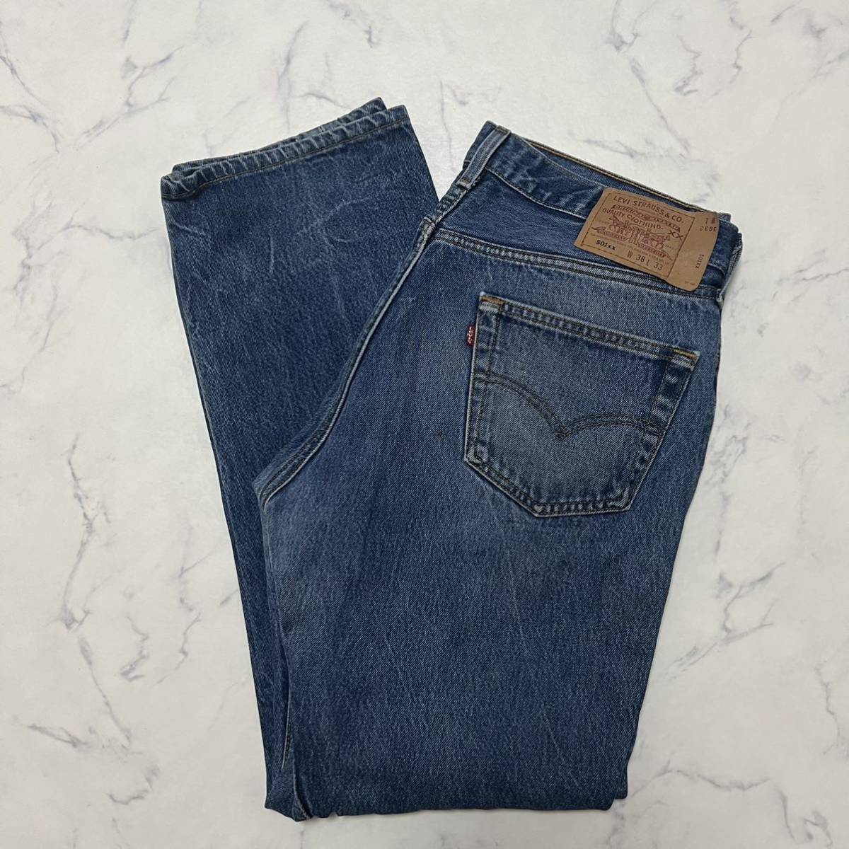 90s Levi''s USA製 リーバイス501xx 38×33 デニムパンツ ジーンズ ジーパン 022 色落ち ヒゲ 古着 ヴィンテージ