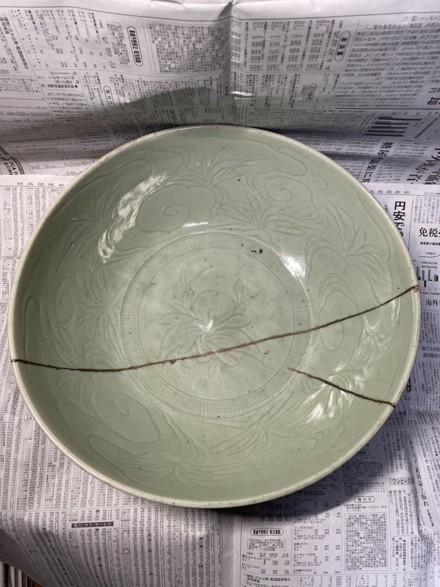伊万里 青磁 古伊万里 錦手 花卉紋植木鉢 0 伊万里青磁花卉紋鉢