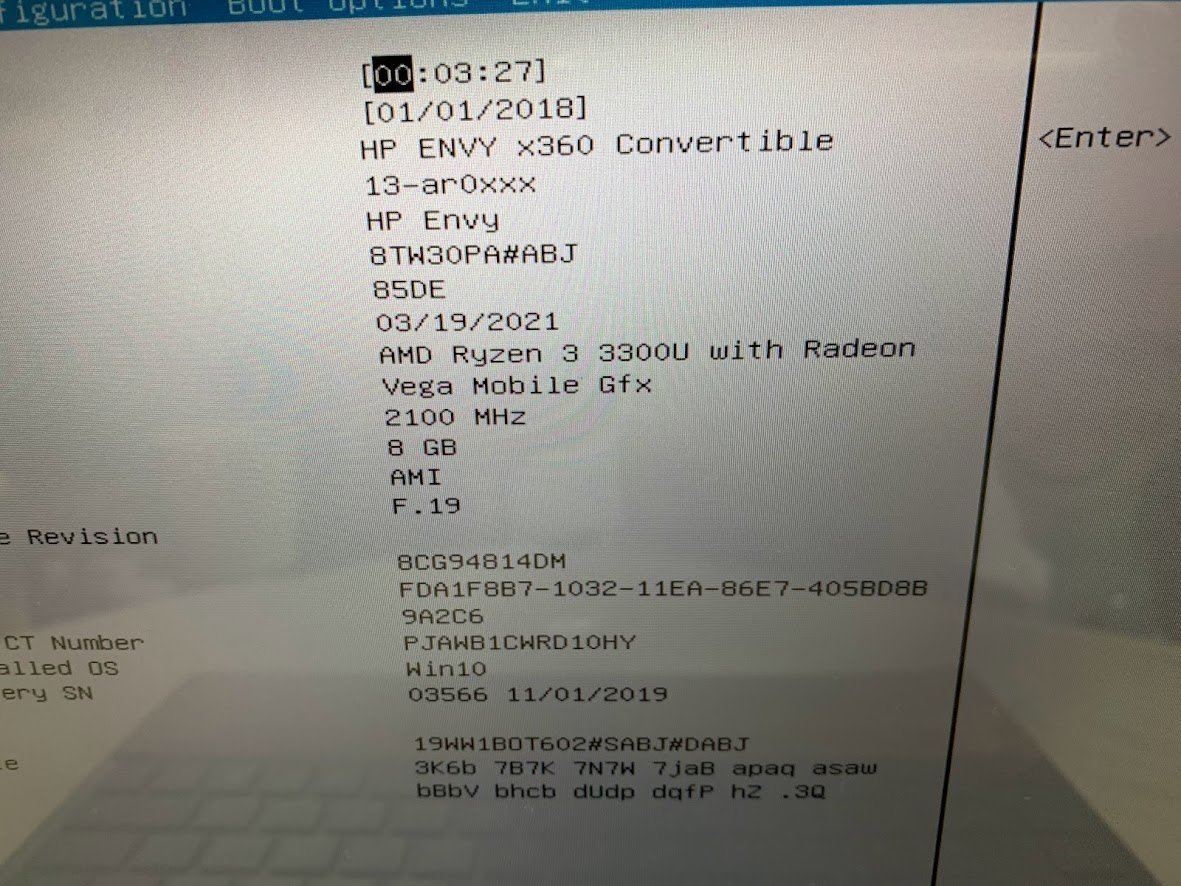 【ハード王】HP ENVY x360 Convertible 13-ar0xxx/AMD Ryzen3 3300U with Radeon/8GB/ストレージ無/バイオス確認済/4339-D23