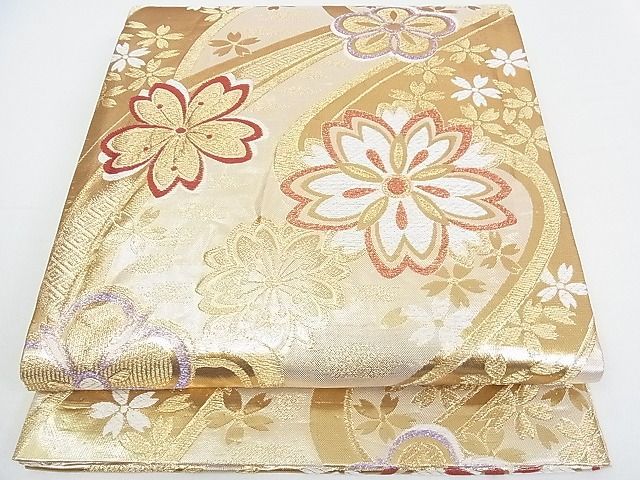 平和屋着物◎佐賀錦 六通柄袋帯 雲取り吉祥文 金糸 逸品
