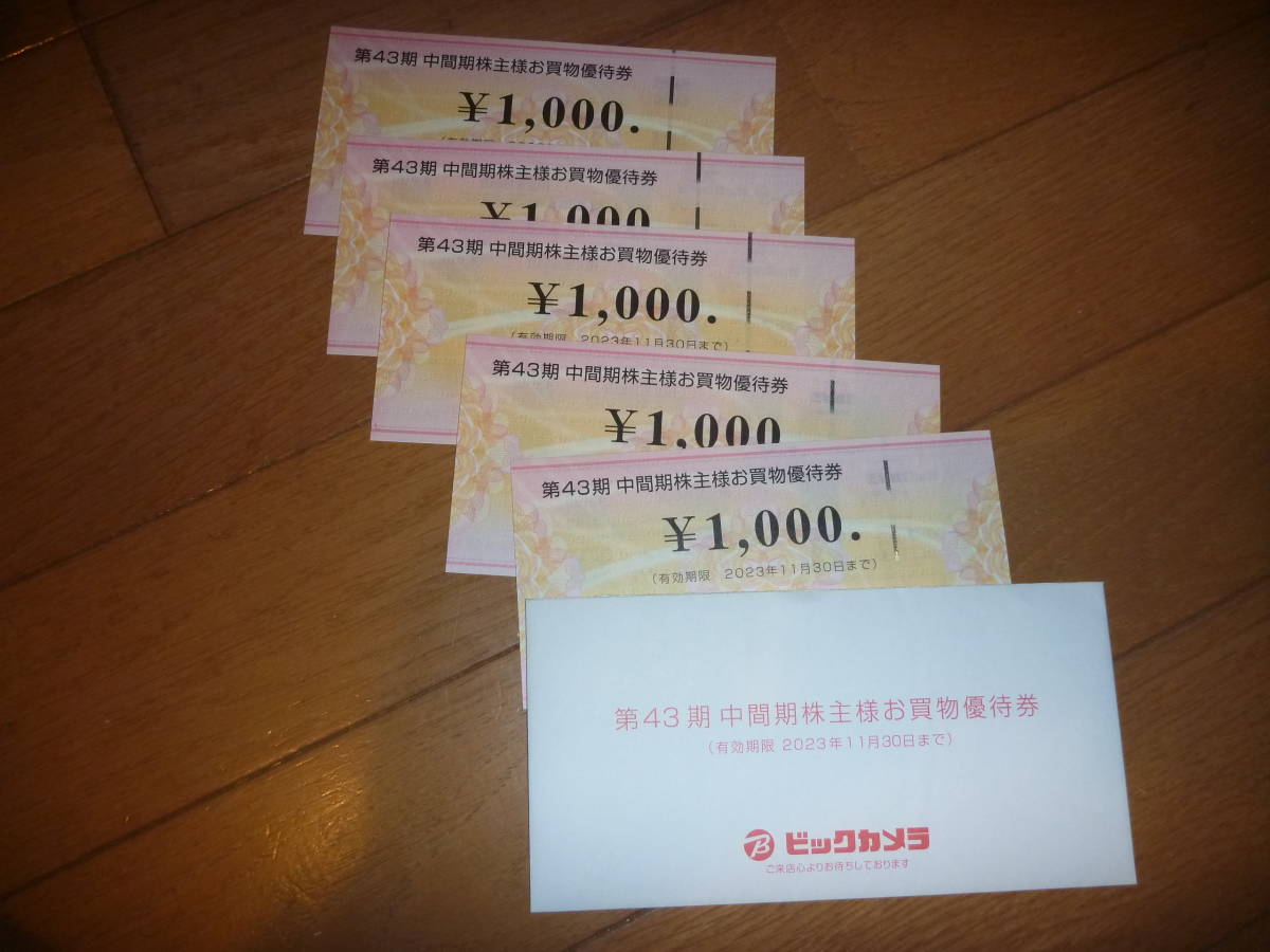 ビックカメラ株主優待券 5000円分 ビックカメラ 株主優待券 5000円分 2％