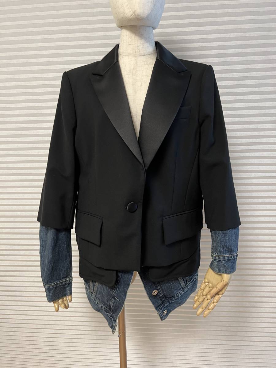 サカイ sacai 　タキシード風ブラックジャケット＆デニム 切替 