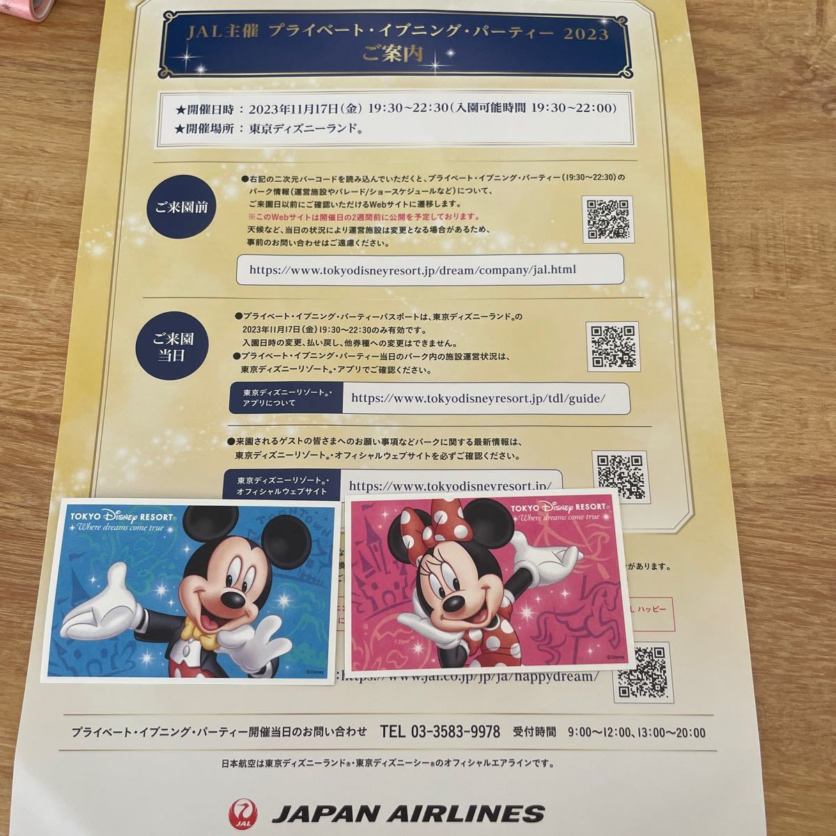 東京ディズニーランド JAL主催プライベート・イブニング・パーティー 