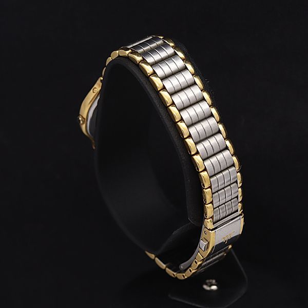 1円 稼働 良品 保証書付 セイコー QZ 4N70-0012 クレドール SS×18KT 白文字盤 ラウンド レディース腕時計 0528000NKG