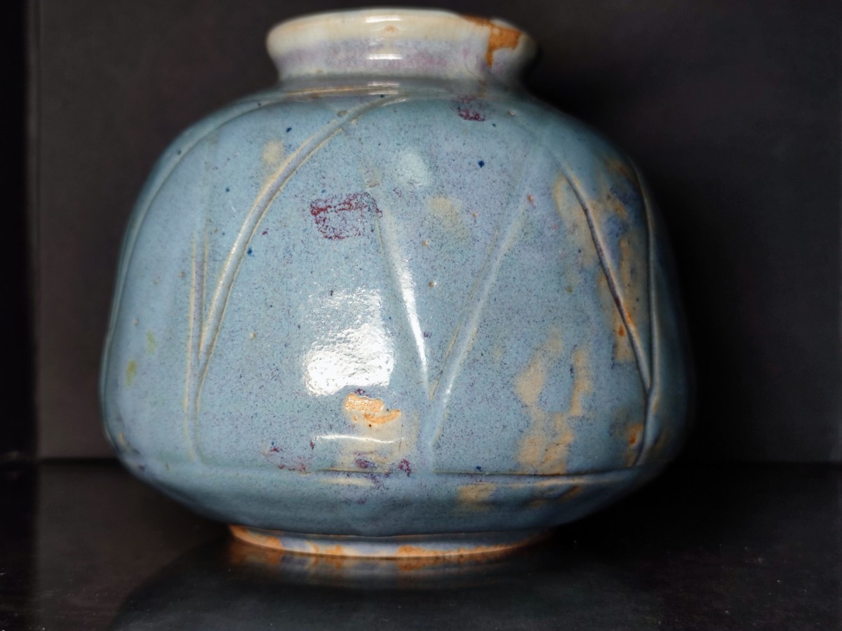 唐物中国古美術 宋元明時代 鈞窯天藍釉青磁茶缶罐 【公式通販】