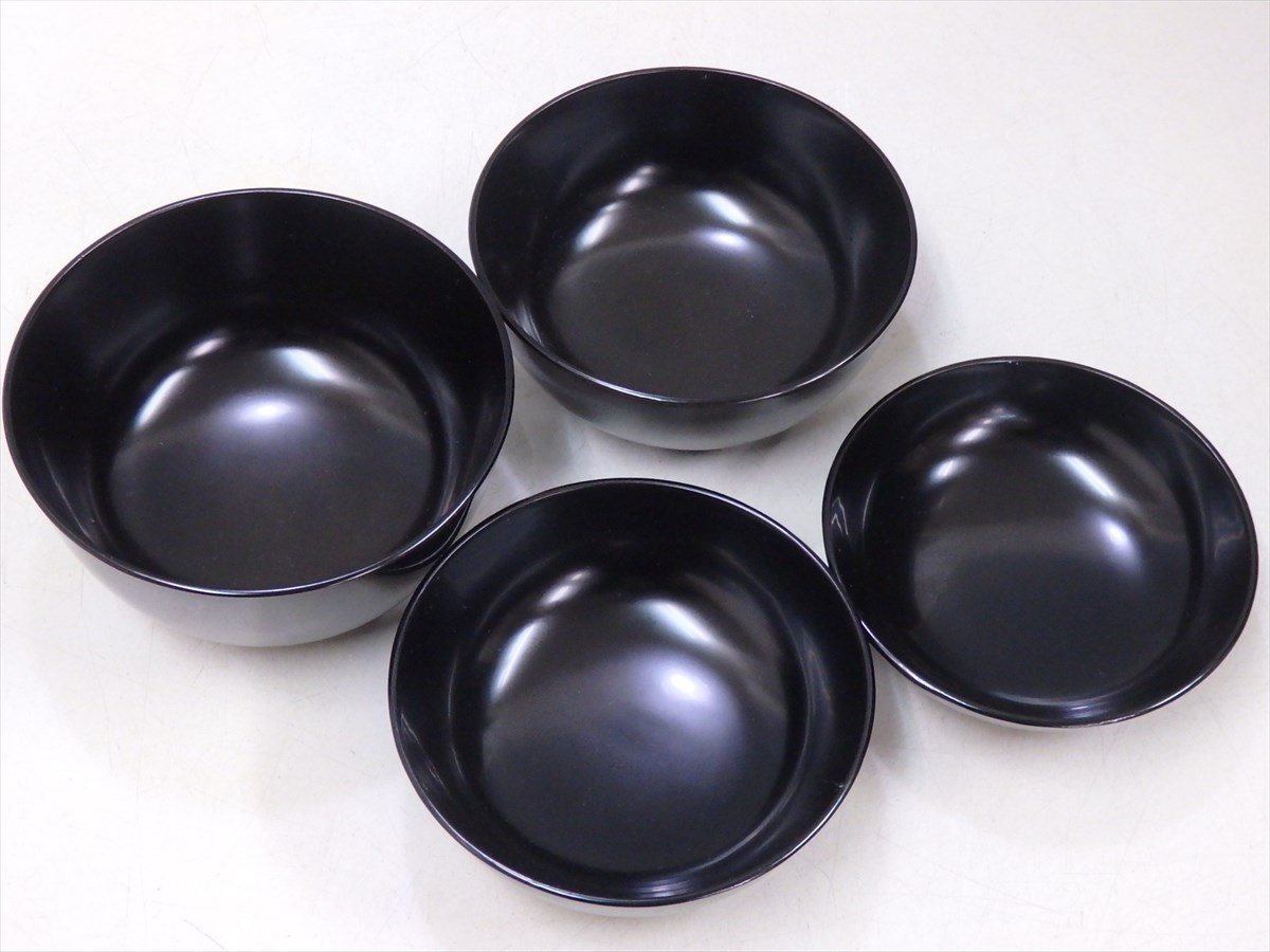 黒色 めし椀・ 汁椀 各五客 1 懐石 茶道具 26 509－38－1 四
