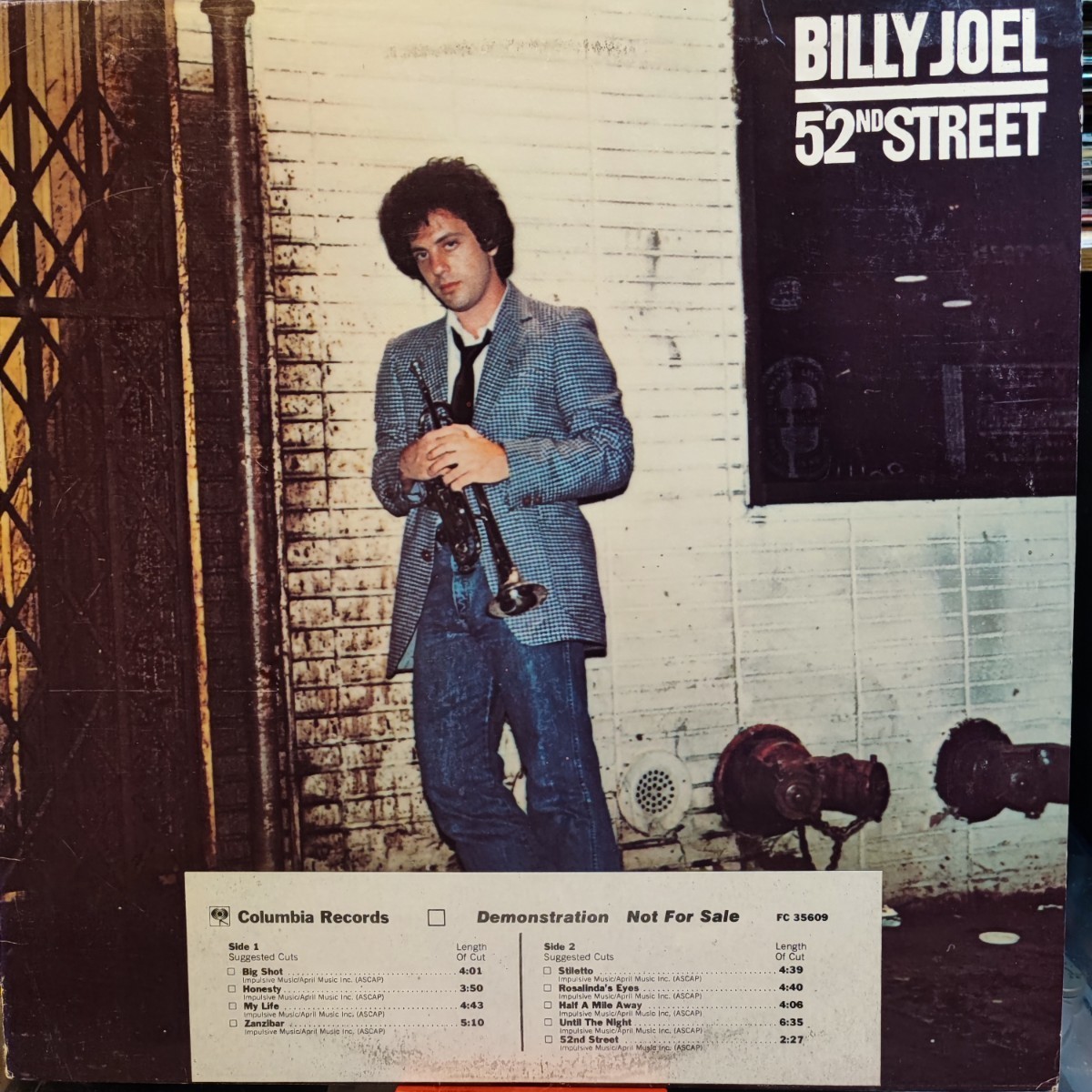 超レア！ LP US ORIGINAL BILLY JOEL 52ND STREET プロモコピーホワイトラベル TIME STRIP GOLDスタンプ　ビリー・ジョエル