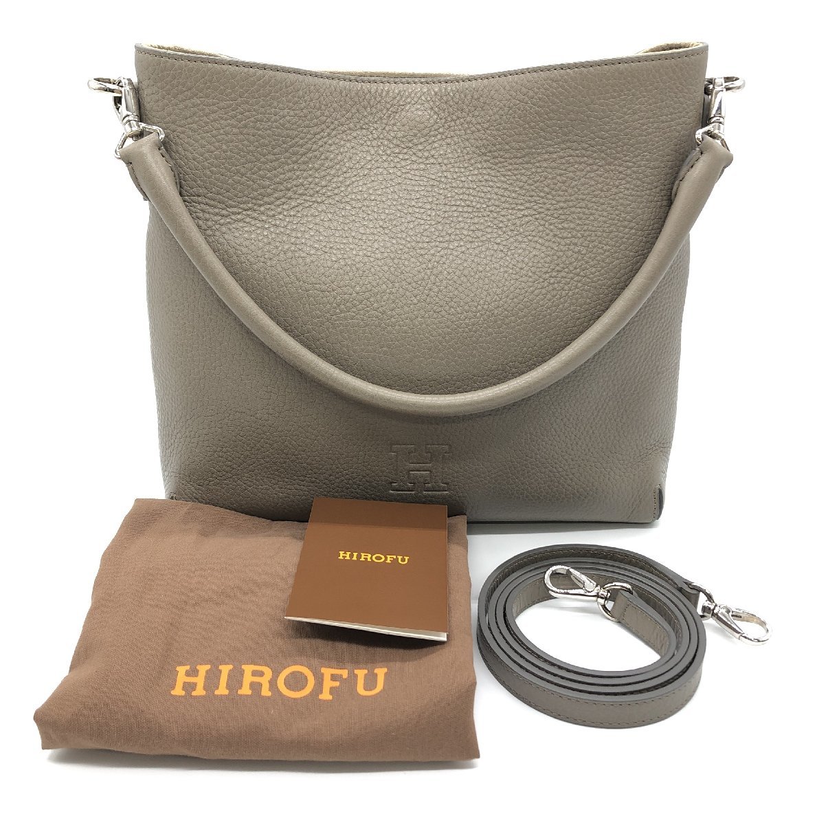 HIROFU ヒロフ 2way ショルダーバッグ ハンドバック レザー ベージュ