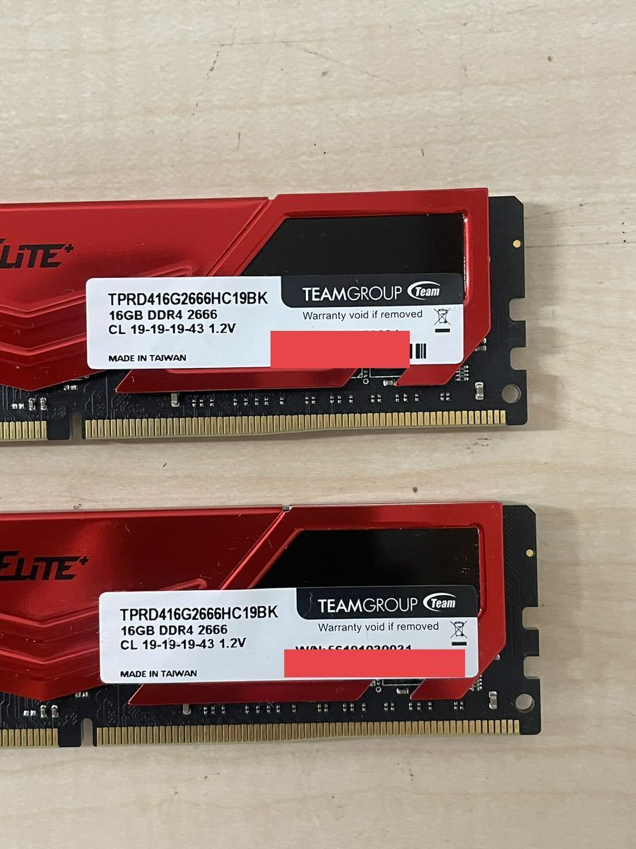 Team GROUP ELITE+ DDR4メモリ 16GB×2 32GB TPRD416G2666HC19BK 【公式
