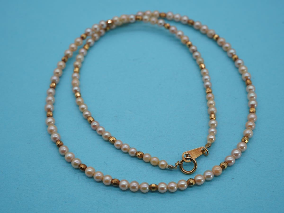 【1032】k18 ベビーパール 本真珠 パール ジュエリー 希少 ネックレス アクセサリー 長さ約41cm TIA