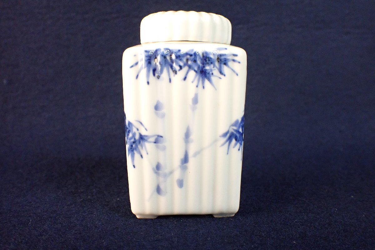★111434 清風与平造 煎茶道具 茶道具 茶器 染付 竹文 茶入 茶壺 ★