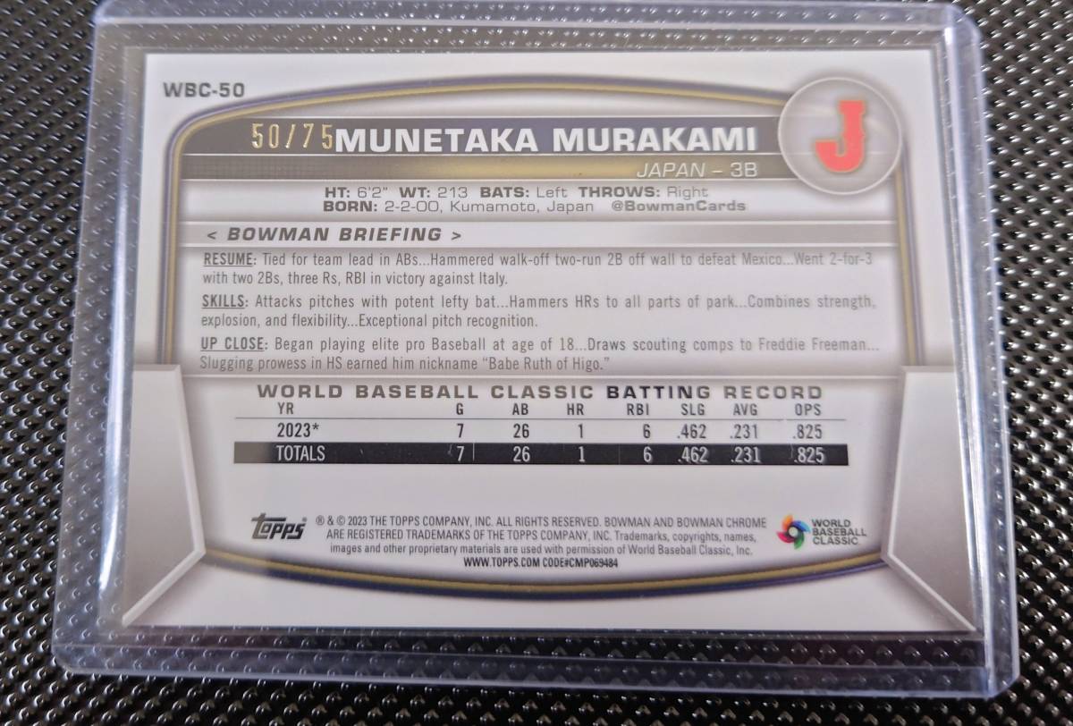 村上宗隆 TOPPS BOWMANchrome WBCインサート 75シリ