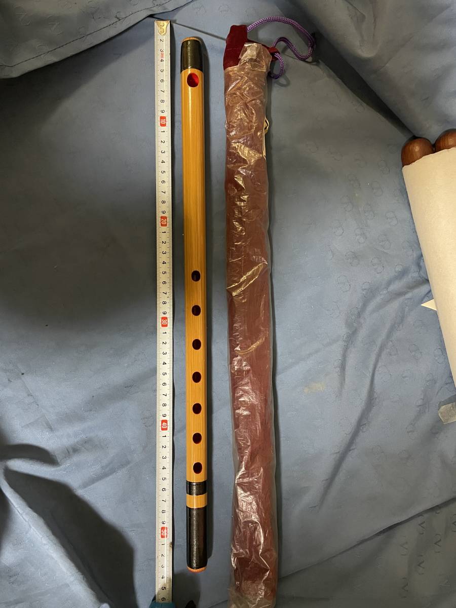 篠笛　古典調　三本調子　燻し　拭漆 篠笛、立平、お囃子用 拭漆 総巻 古典調 三本調子 和楽器 長さ約50㎝を