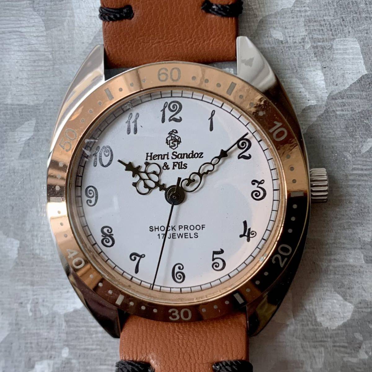 Henri Sandoz ☆送料無料☆オーバーホール時☆メンズ腕時計☆手巻き 