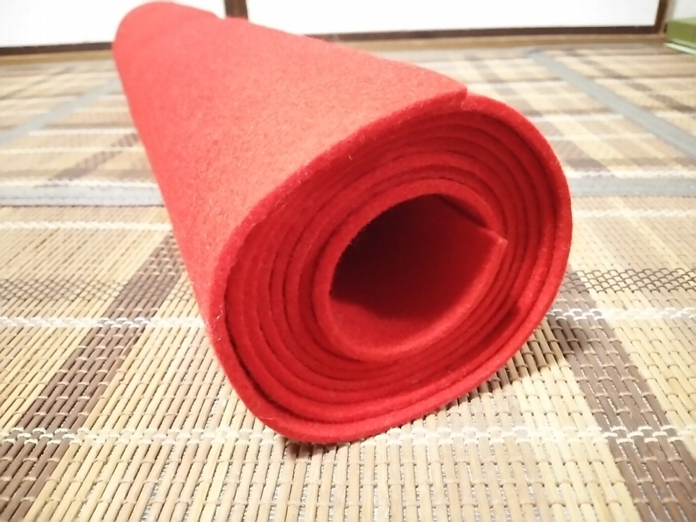 ☆【一美堂】☆茶道具☆赤☆高級『天壇 毛氈』☆厚みあり☆美品☆幅
