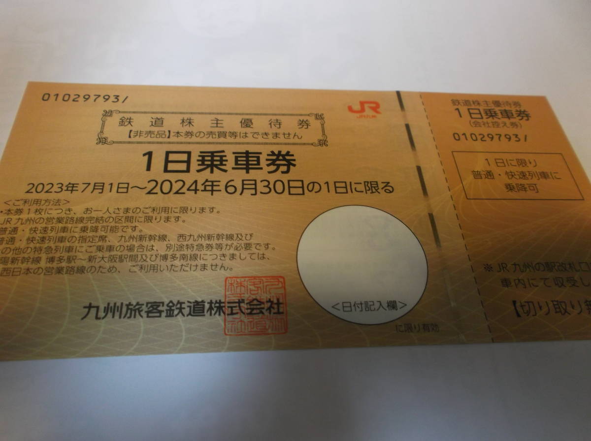 JR九州　鉄道株主優待券　１日乗車券 