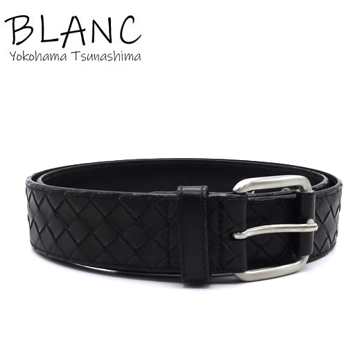 ボッテガヴェネタ イントレチャート レザー ベルト ブラック 黒 #90cm