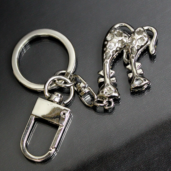 ハンドメイド キーホルダー ネコちゃん ラインストーン シルバー_2