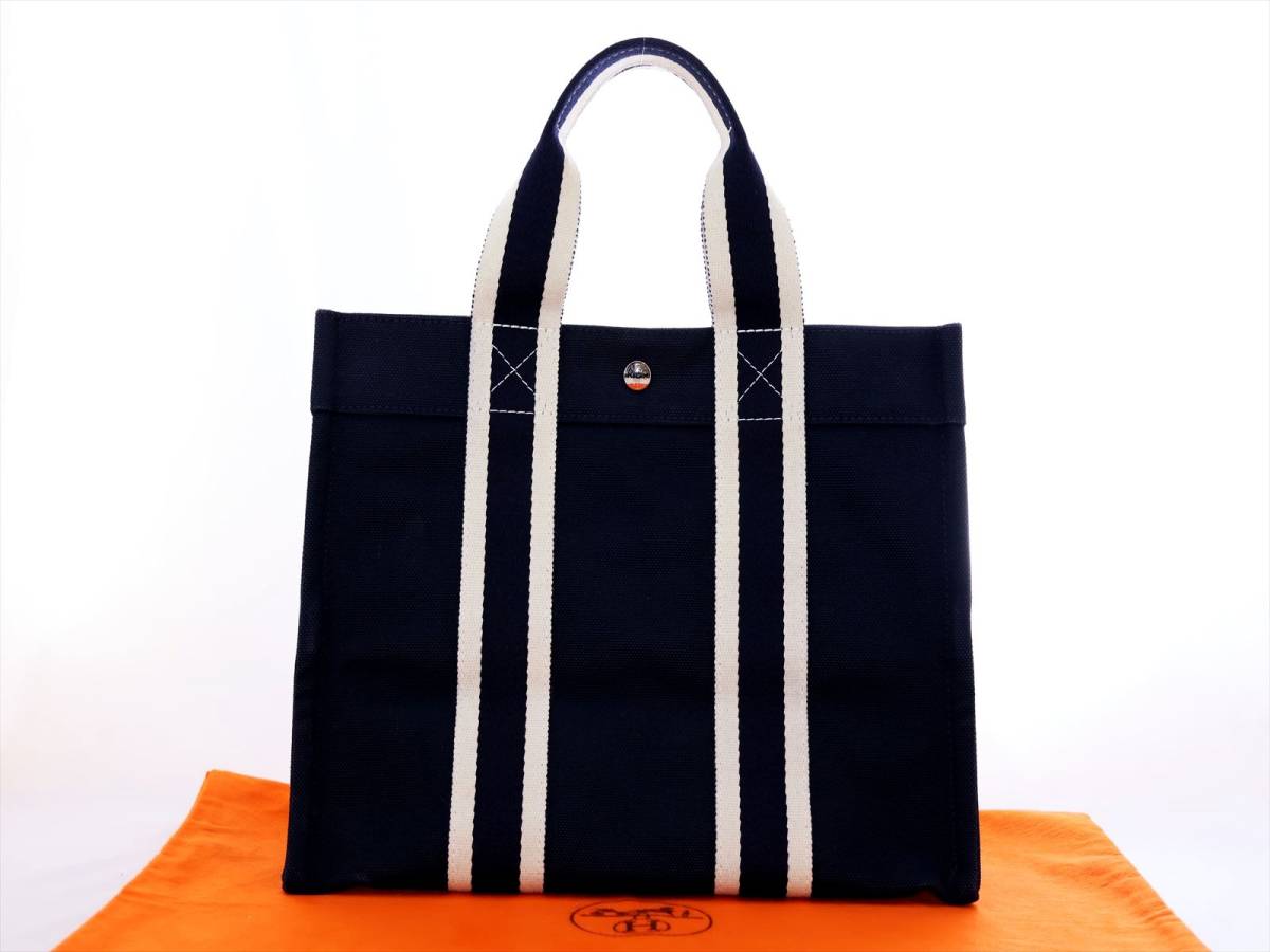 エルメス 布　カバス・プラージュ・ドーヴィルPM　トートバッグ（美品）男女兼用 極美品 角破れ無し 希少 エルメス カバス・プラージュ・ドーヴィル PM