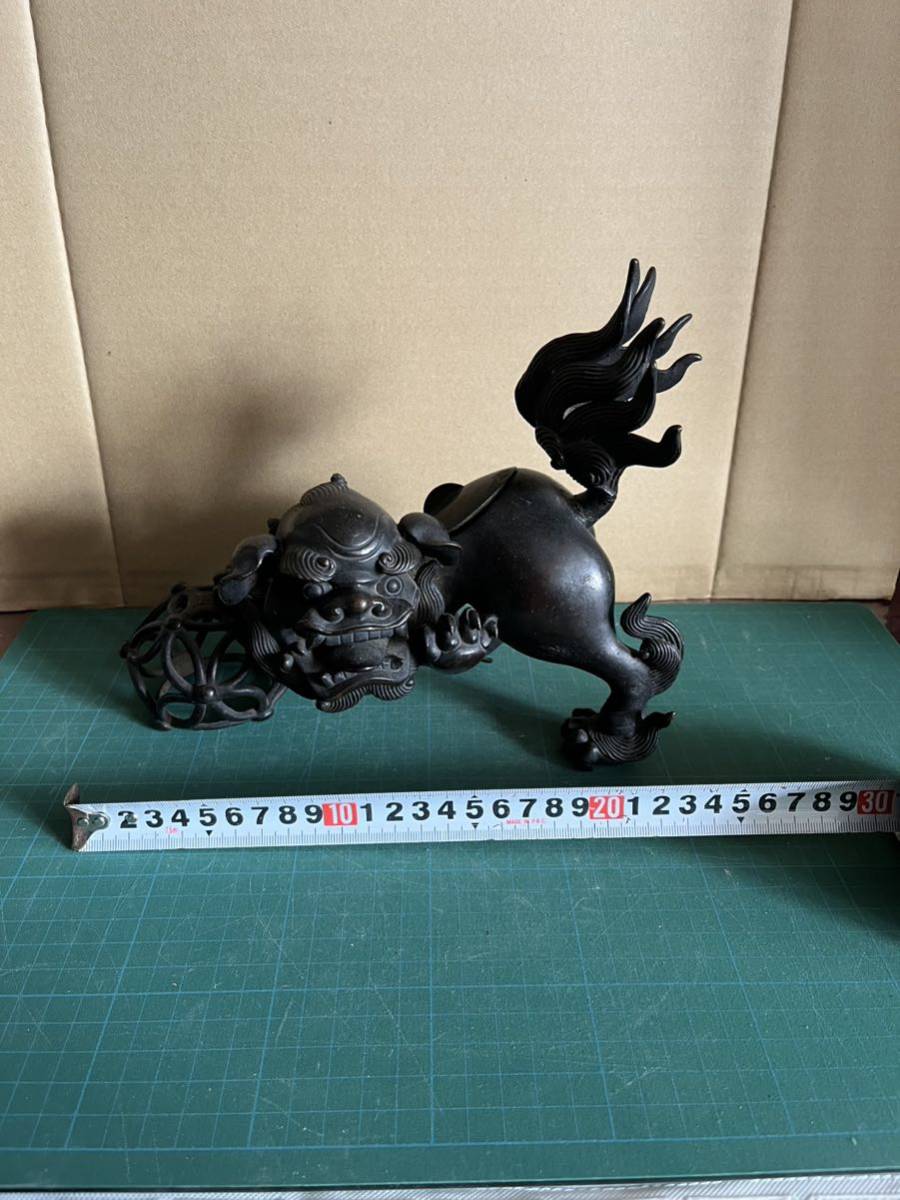 唐物 古銅 獅子 香炉 置物 時代物 骨董 唐獅子 狛犬 香道具 Yahoo
