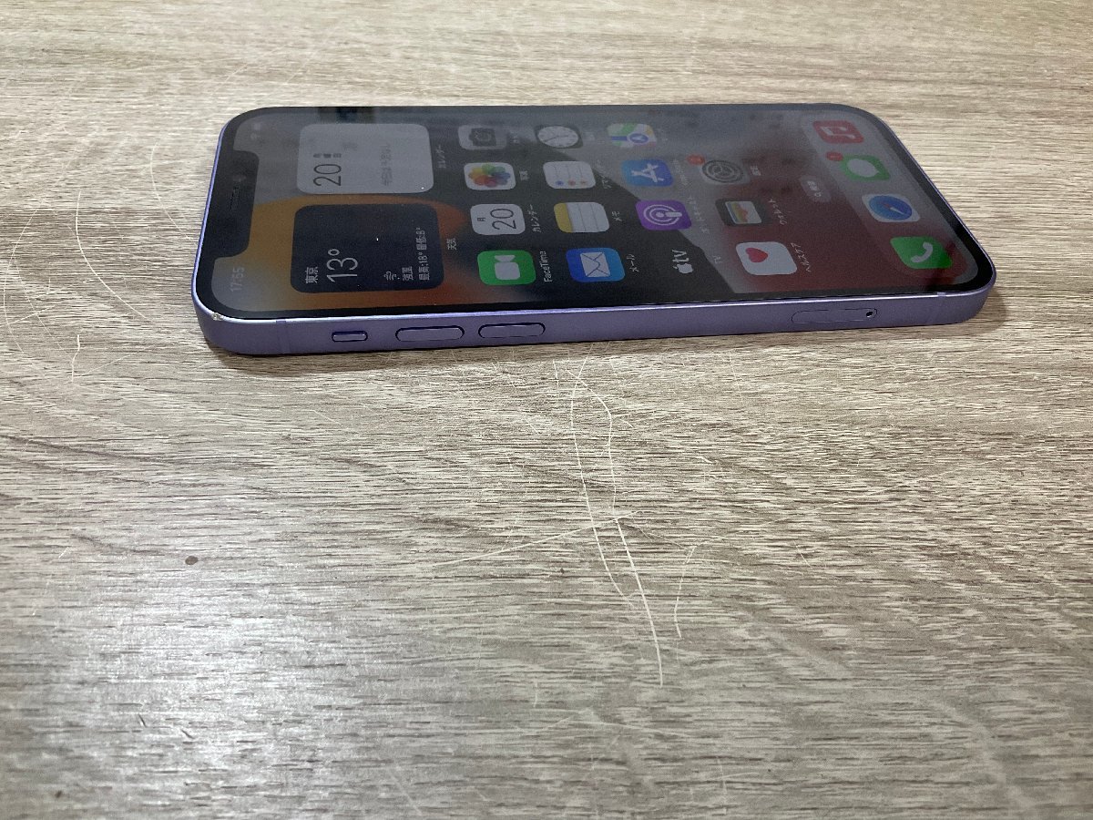 4665】iPhone 12 128 GB パープル SIMフリーバッテリー92% 利用制限