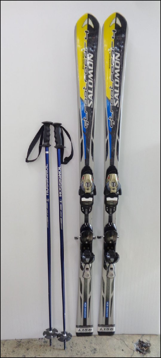 Bana8◆サロモン 158cm スキー板 ビンディング/ロシニョール ストック115cm付