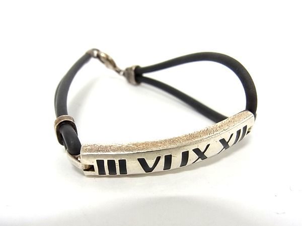 1円 TIFFANY＆Co ティファニー アトラス SV925 ブレスレット バングル アクセサリー レディース メンズ ブラック系×シルバー系 AR5889