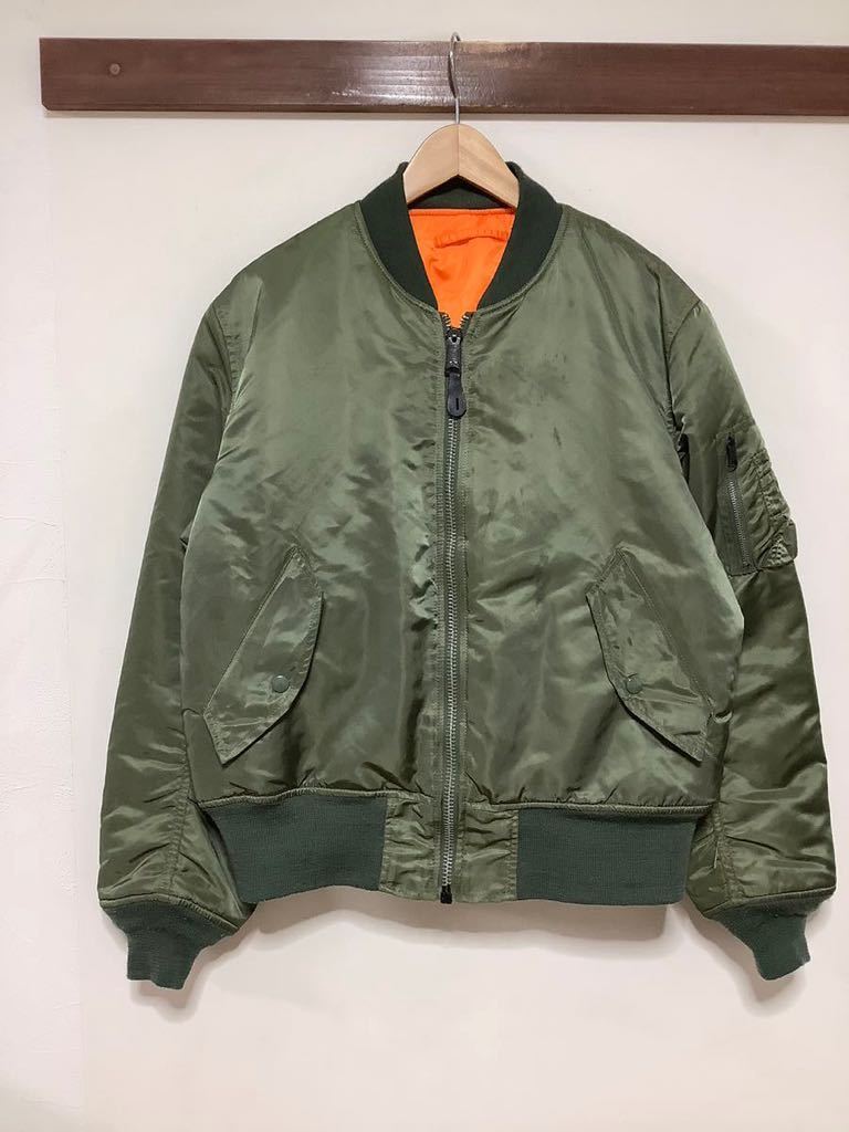 ね1268 ALPHA アルファ MA-1 フライトジャケット M オリーブ 