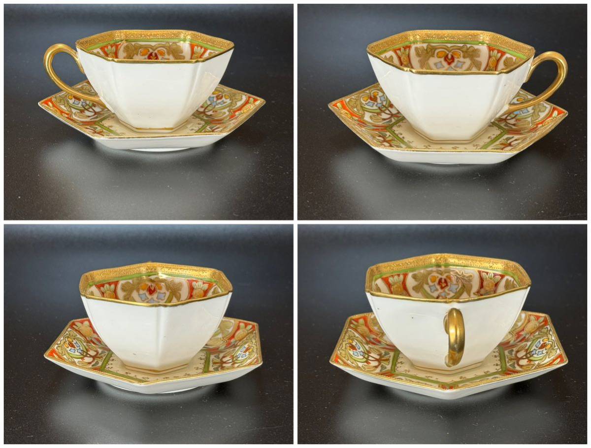 オールドノリタケ コバルト 金盛 六角 花瓶 Noritake - 里帰りオールド