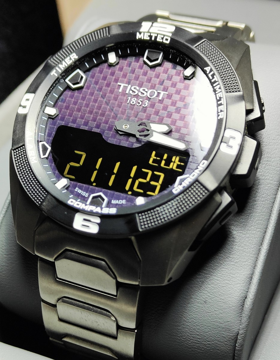 稼動品 TISSOT ティソ1853 クロノグラフ 黒 黄針 メンズ 腕時計 1円◇稼働