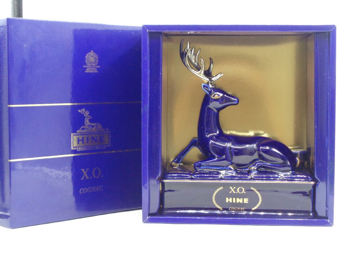HINE XO ハイン 鹿 陶器 青 コニャック ブランデー 古酒 未開栓