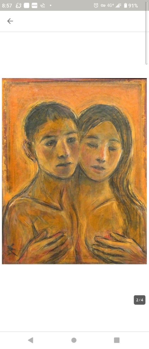 油絵6号 澤田文一 「婚約者」 油彩6号 孤高の天才画家 近年作・「真作」逸品