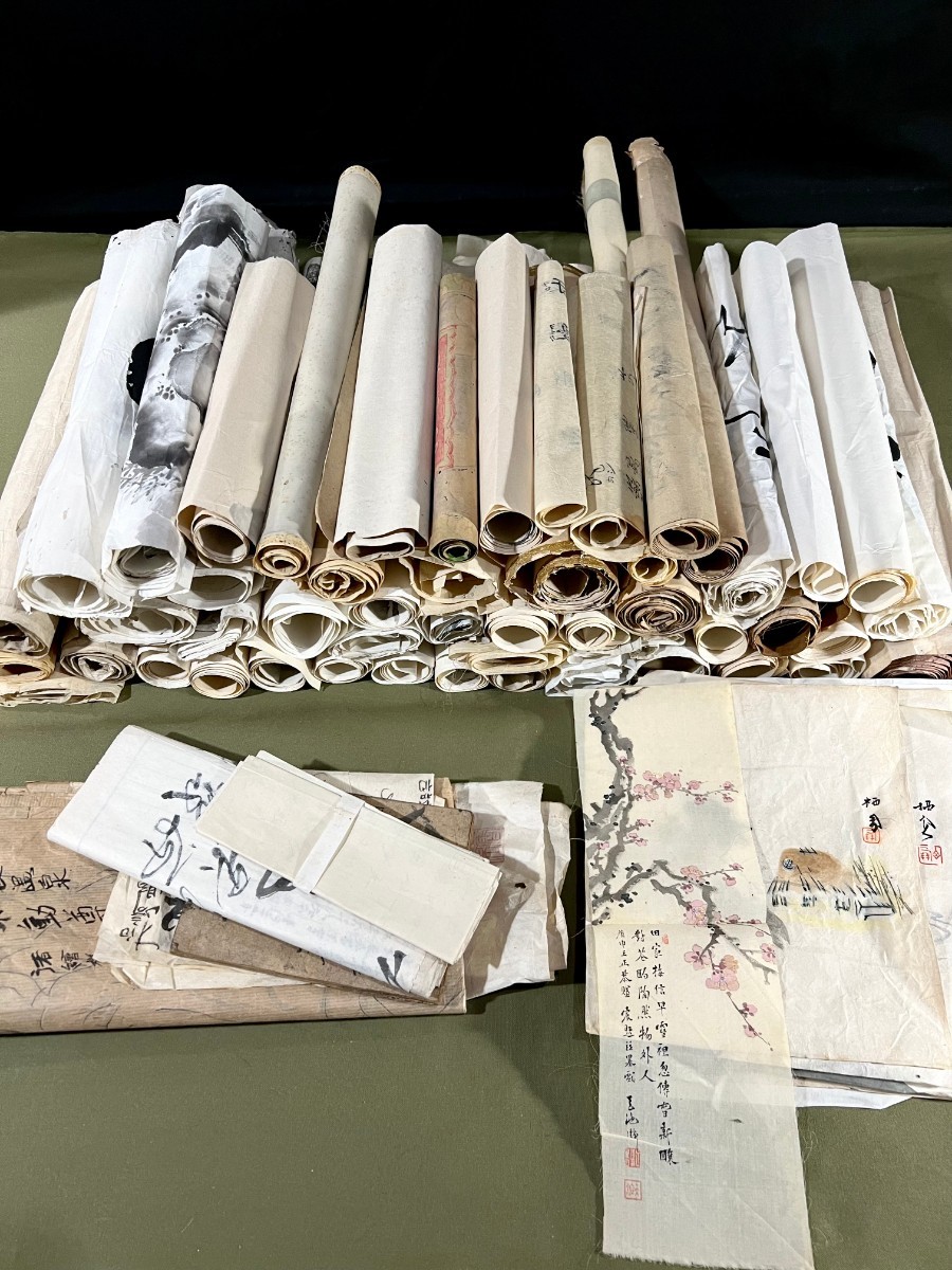① 紙物まとめて まくり 大量 まとめて まとめ売り 紙物 花鳥図 書