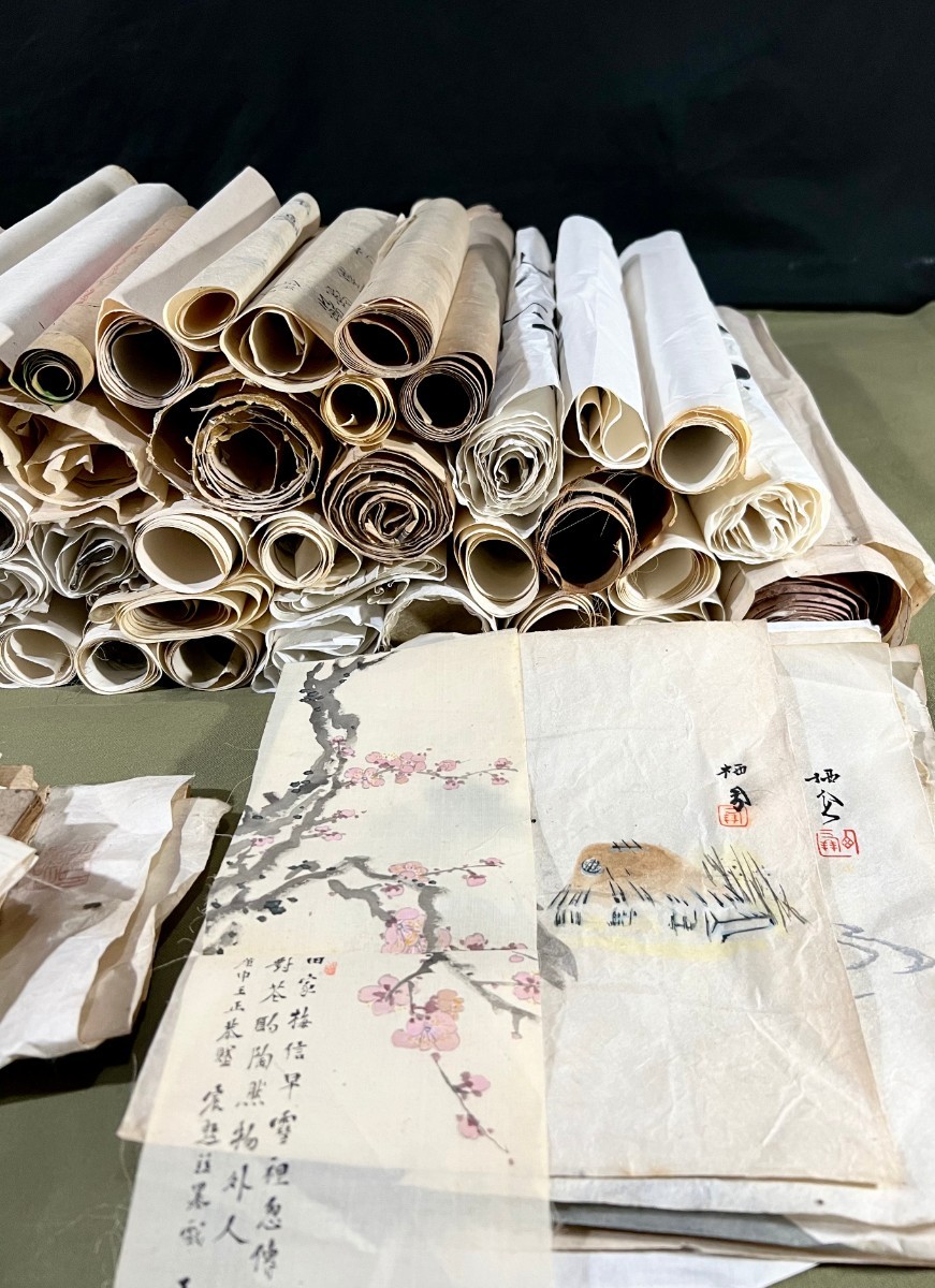 ① 紙物まとめて まくり 大量 まとめて まとめ売り 紙物 花鳥図 書