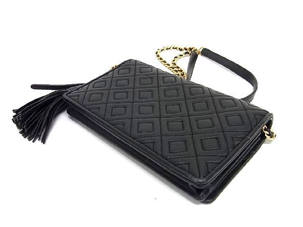 レディース Tory Burch ショルダーバッグ 黒 レザー タッセル 斜めがけ