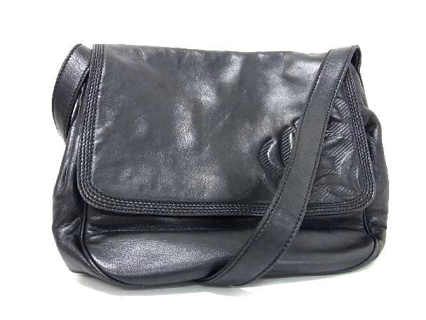 1円 ■美品■ LOEWE ロエベ アナグラム ナッパレザー クロスボディ ショルダーバッグ レディース ブラック系 CD0476