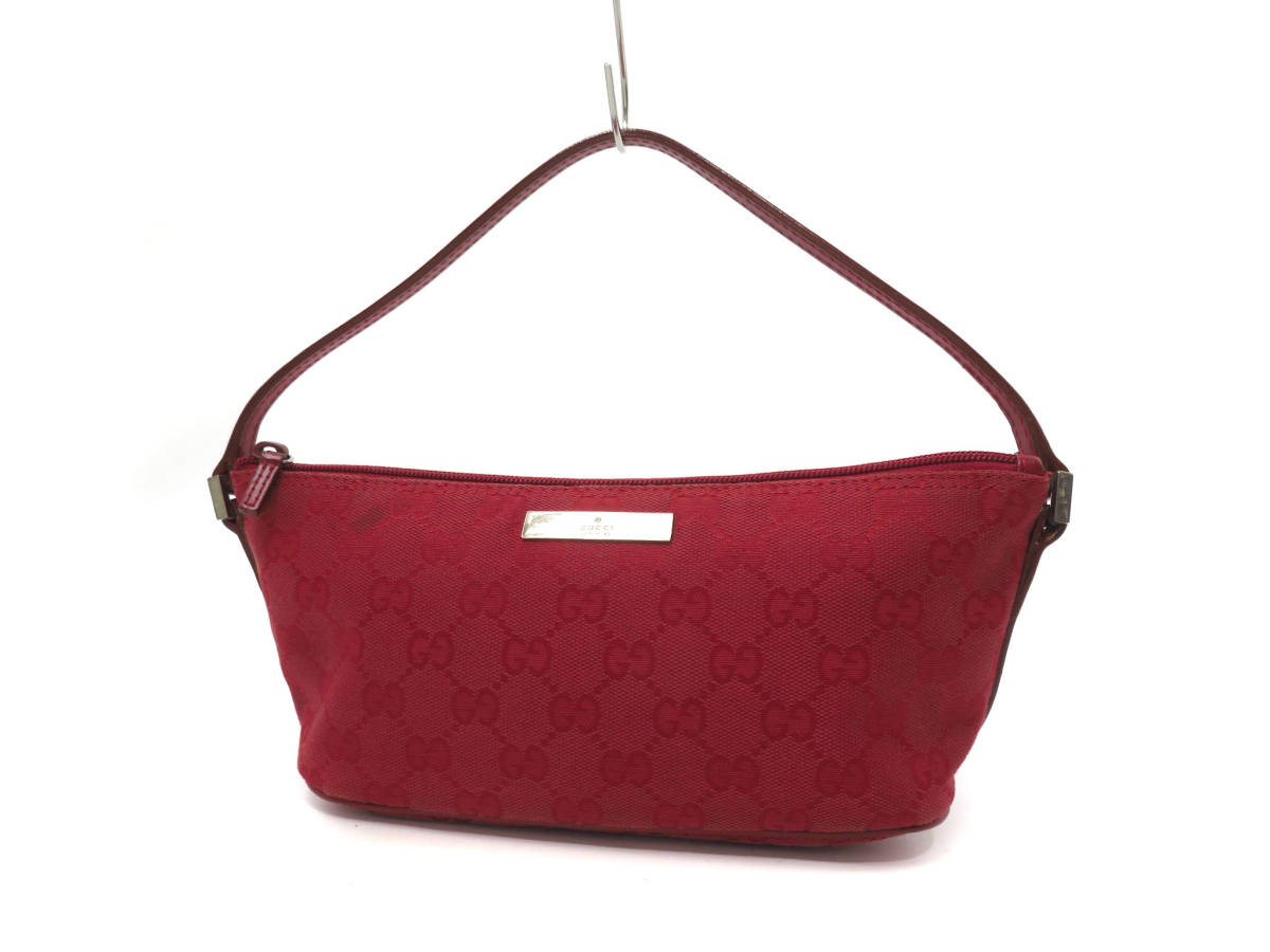 13310 美品 GUCCI グッチ GG柄 ロゴプレート キャンバス×レザー 