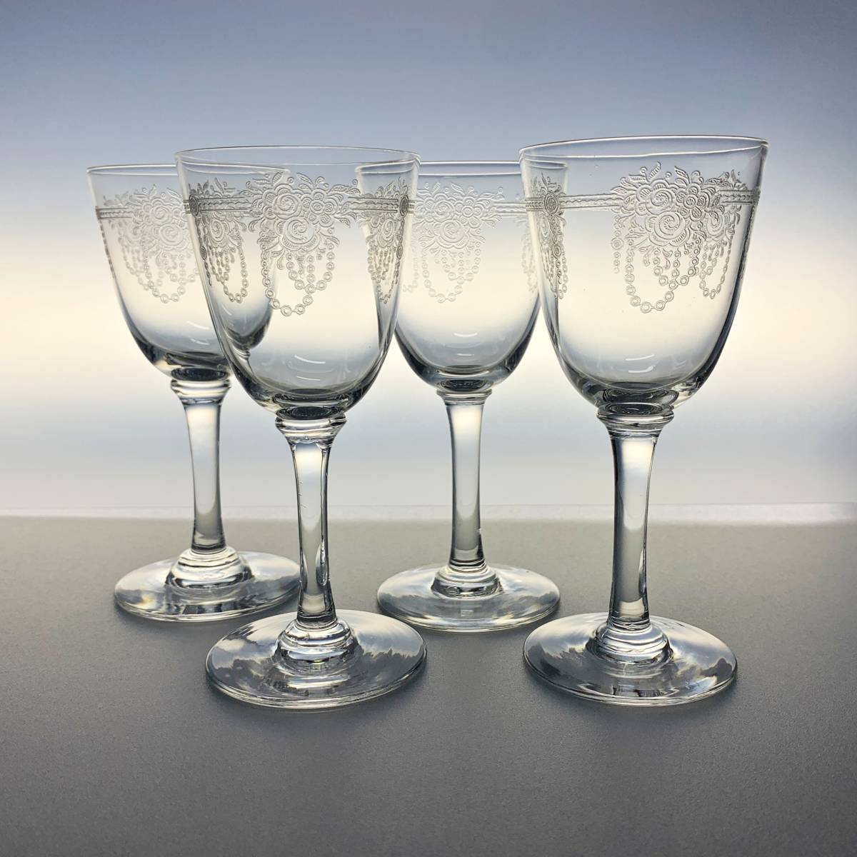 レア オールド バカラ ワイン グラス 4客 セット BACCARAT 薔薇 バラ