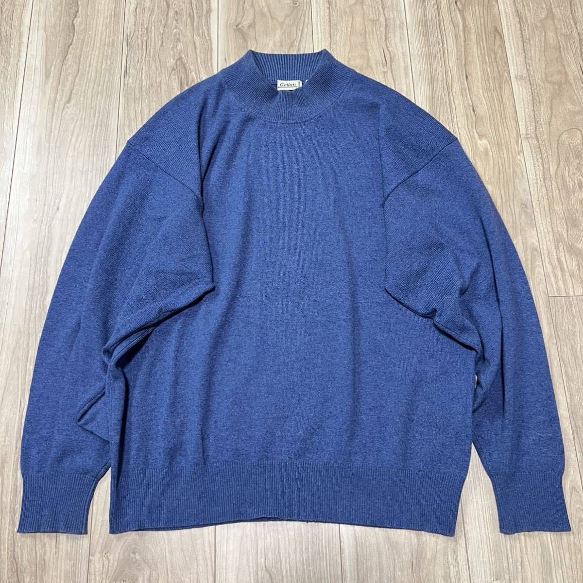 ★カシミア100%★Gellan カシミヤ ニット セーター 長袖 ボトルネック メンズ ブルー系 サイズ48 R-5260