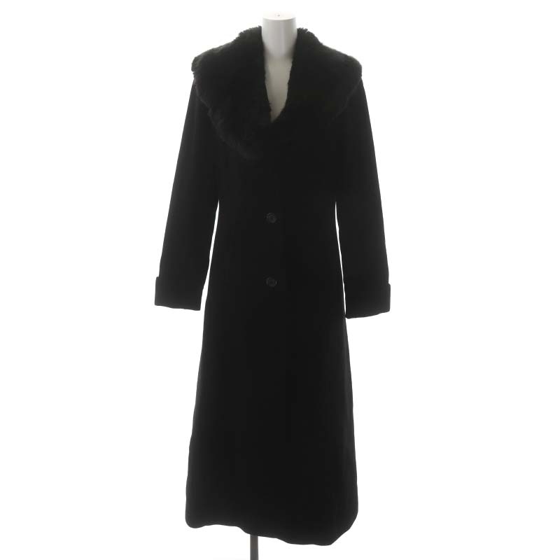 ローレンラルフローレン LAUREN RALPH LAUREN ウールファーロングコート アウター 総裏地 カシミヤ混 4 黒 ブラック /DO ■OS レディース