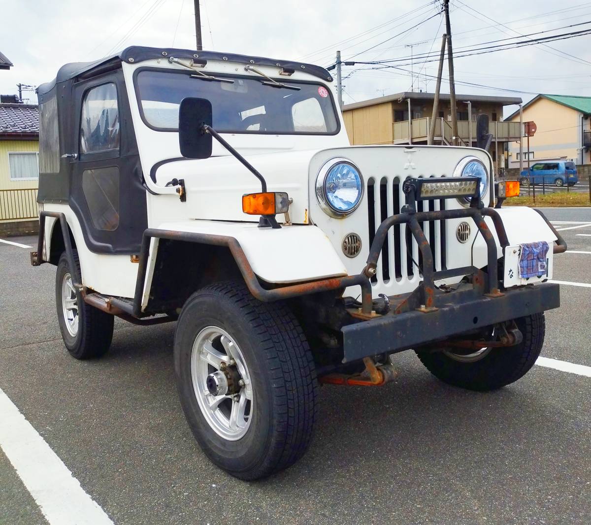 平成3年 三菱ジープ J53 ワンオフグリルガード 電動パワステ 車検 