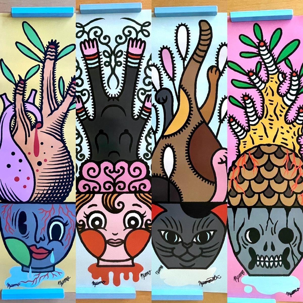 Izumonster ポスター 4枚組 サイン入り 個展 阪急メンズ館 ゾルメン