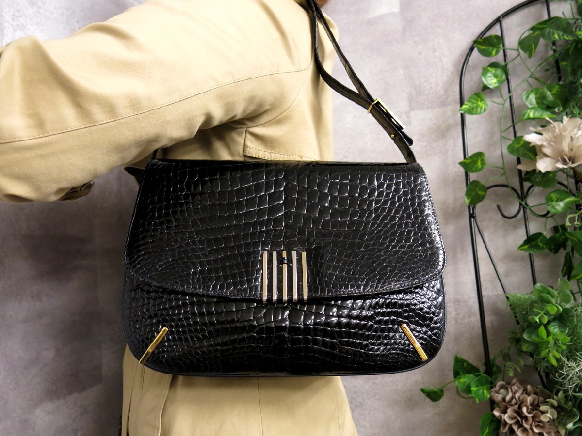BALLY シャイニングクロコダイルハンドバッグ黒　ドイツ製 楽天市場】【5％OFFクーポン】クロコダイル ハンドバッグ シャイニング