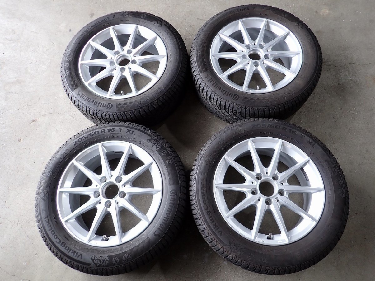 YS3428【送料無料205/60R16】ベンツ W177 Aクラスなどへ コンチネンタル 中古スタッドレス ●16×6.5J 112/5H ET44●
