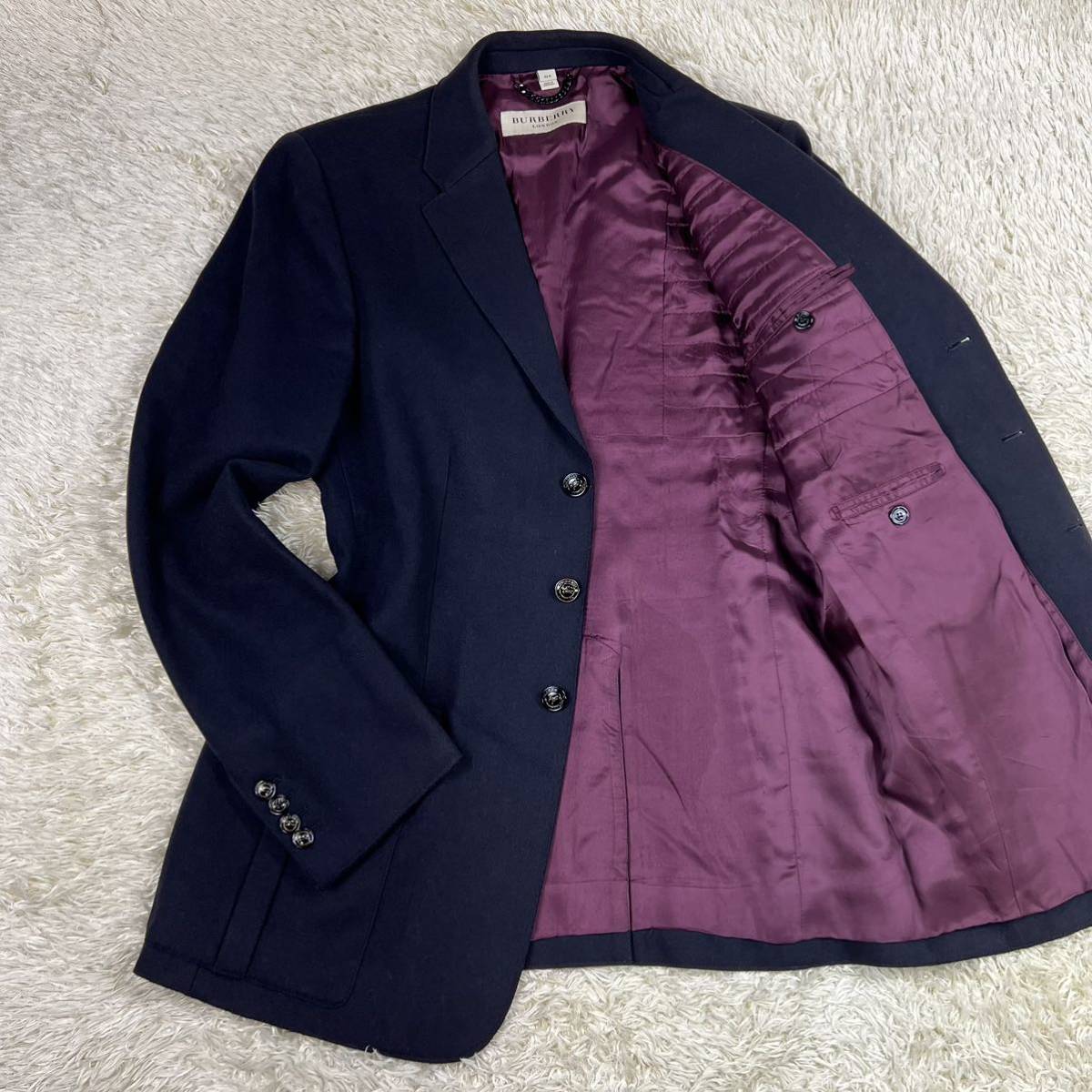 激レア バーバリーロンドン カシミヤ ボルドーの主張 サイズ52R XL相当  