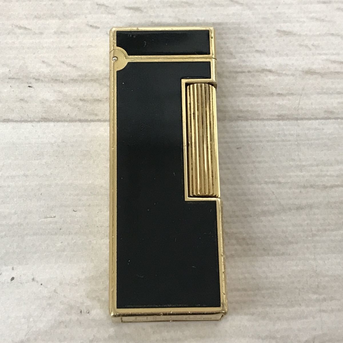 送料185円 ジャンク DUNHILL ダンヒル ジェムライン ローラーガスライター ブラック×ゴールド[N9804]