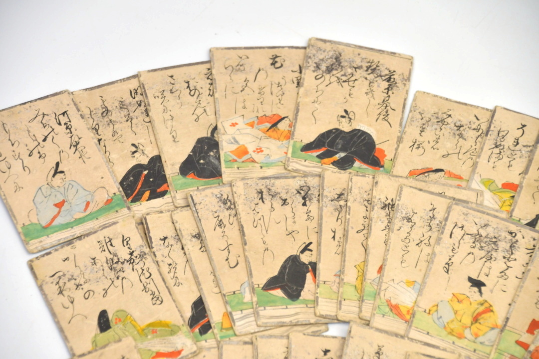 529 百人一首 江戸時代 手書き 人物摺物○ かるた 絵札99枚 読み札100